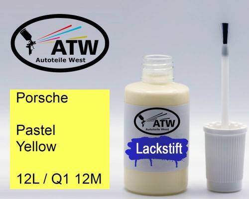 Porsche, Pastel Yellow, 12L / Q1 12M: 20ml Lackstift, von ATW Autoteile West.